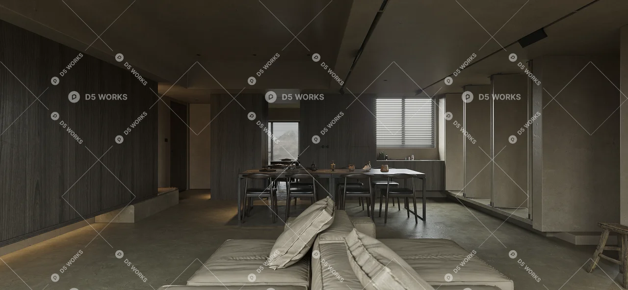 Living & Dining Room 3d model thumbnail 7