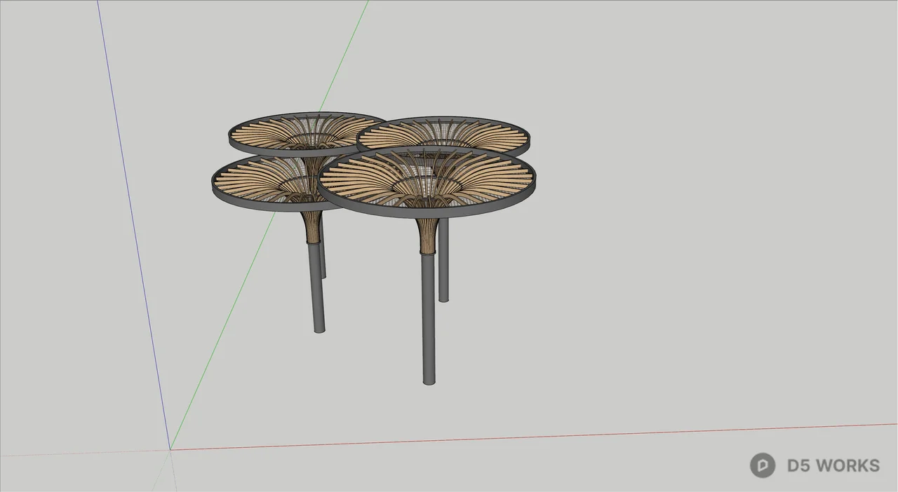 Outdoor Umbrella-Shaped Art Installation 3d model thumbnail 2