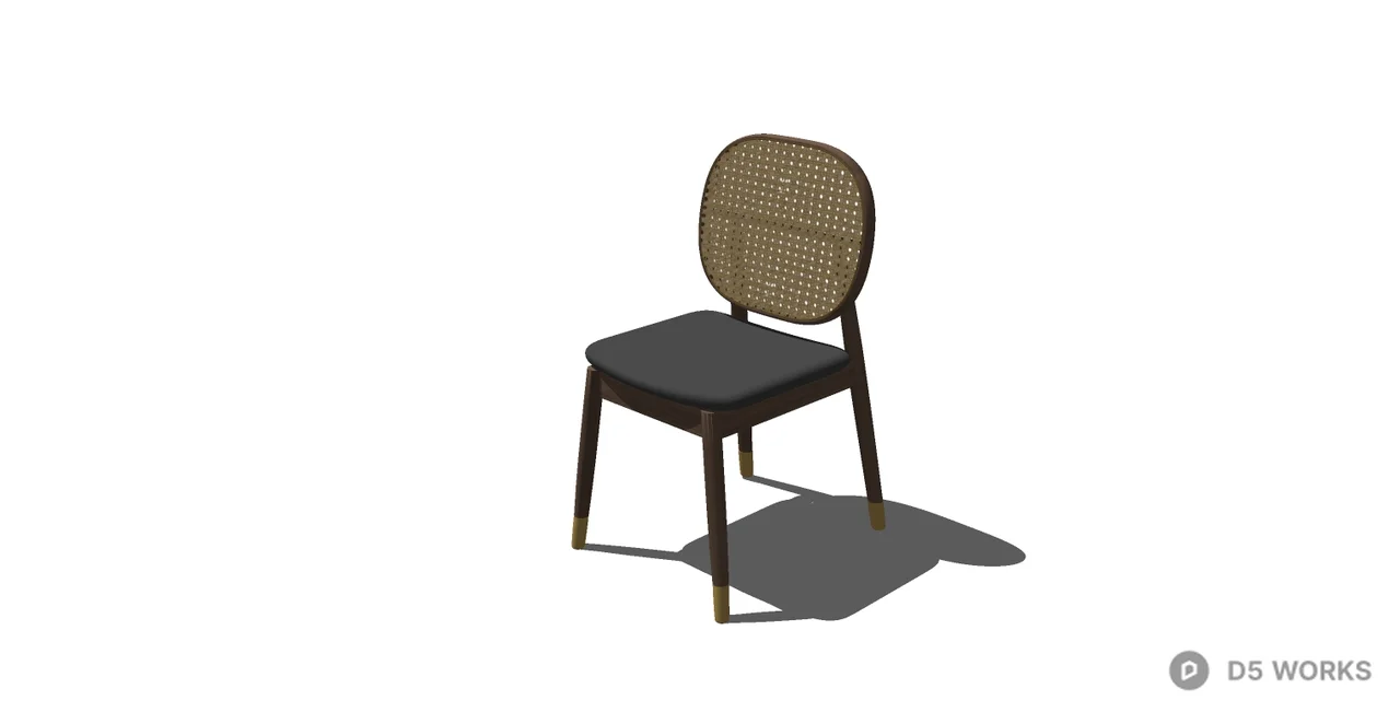 Rattan Back Dining Chair 3d model thumbnail 2