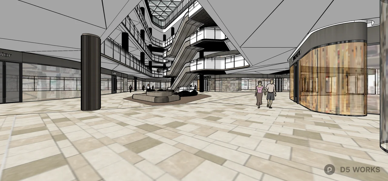 Modern Multi Level Shopping Mall Lobby 3d model thumbnail 2
