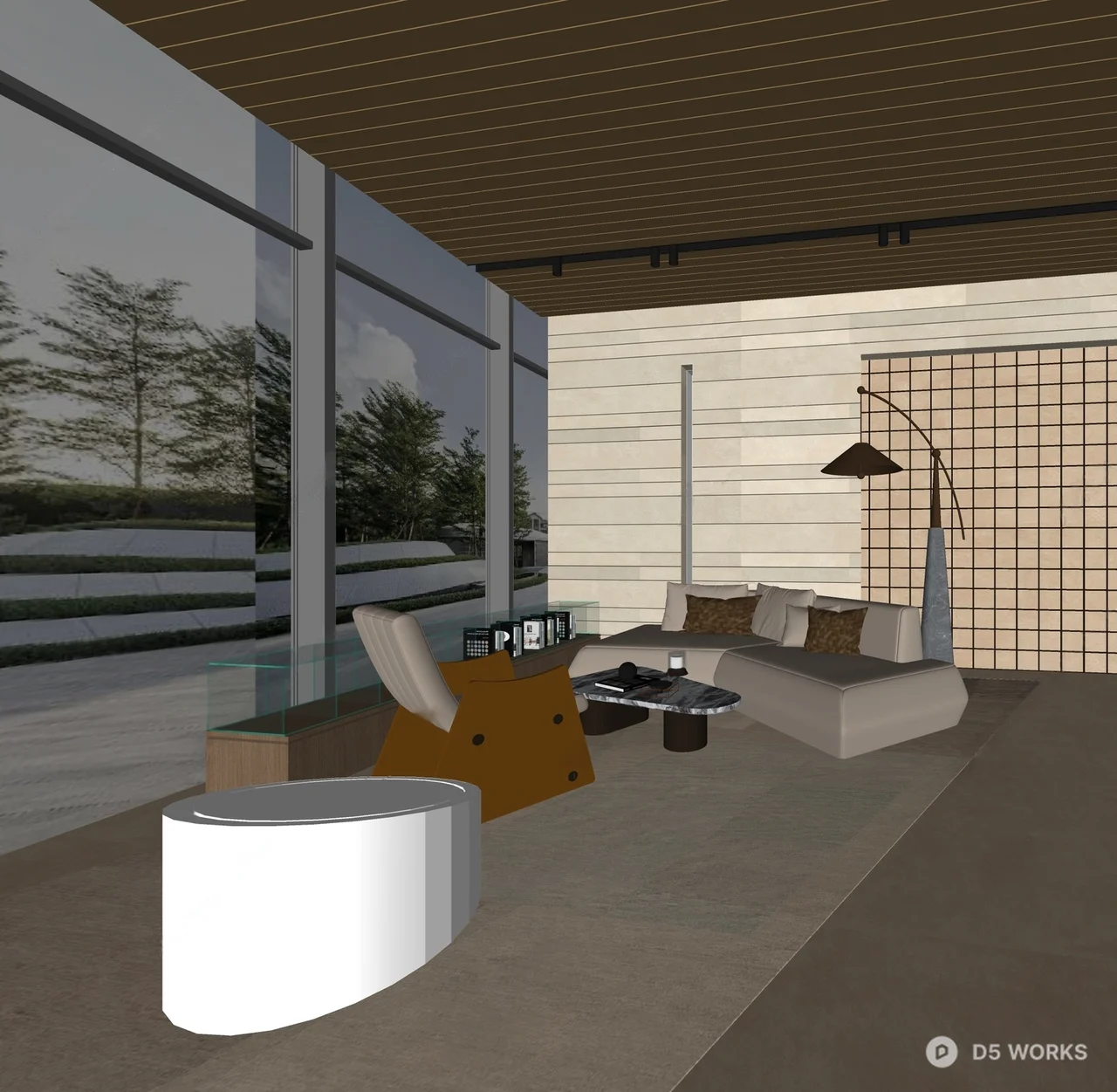 Modern Minimalist Living Room Lounge Area 3d model thumbnail 2