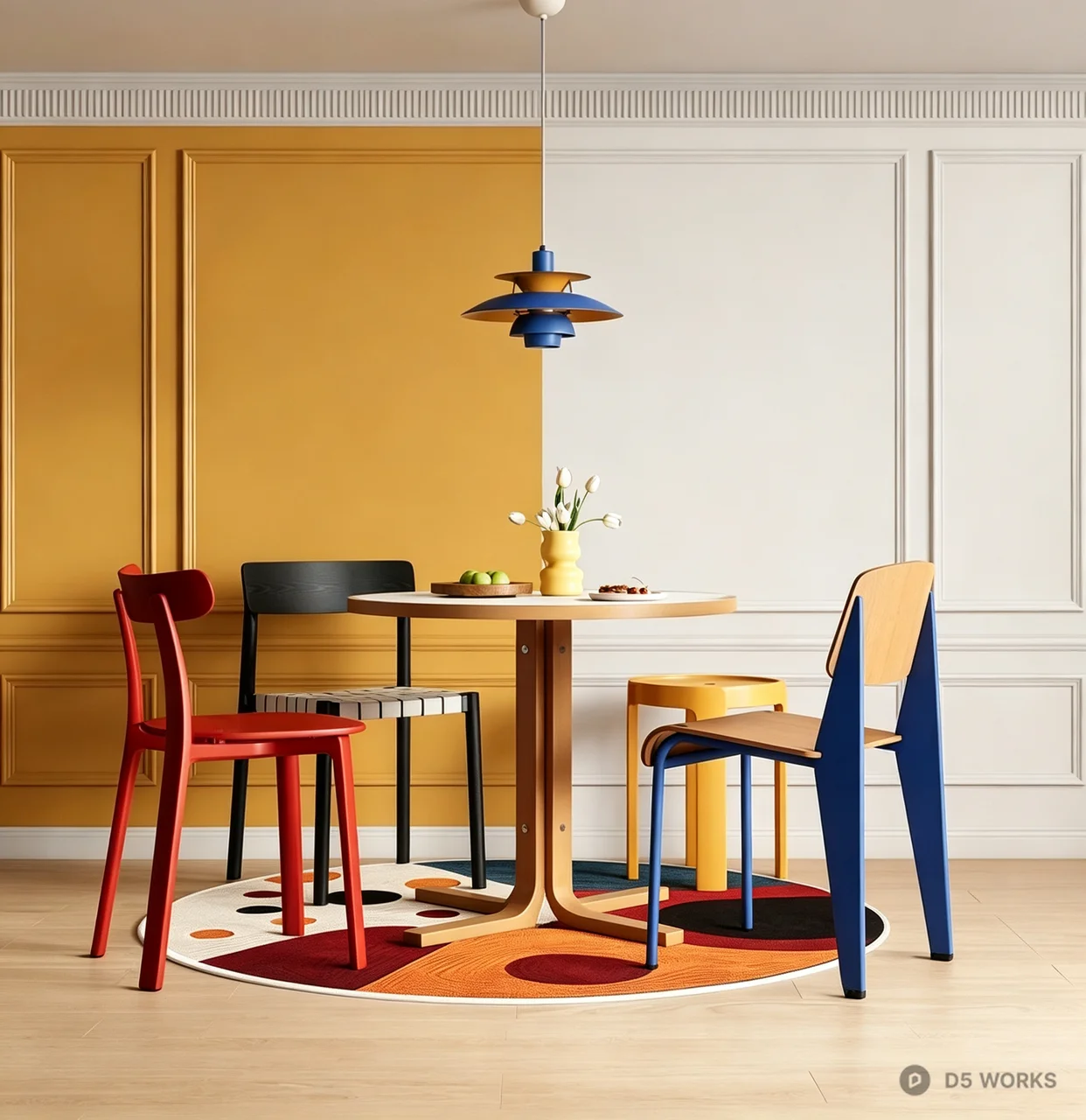 Eclectic Mid-Century Modern Dining Set 3d model - Image 1