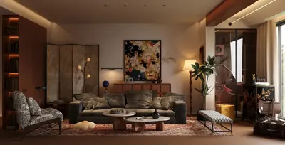 Mid-Century Modern Home Living Room