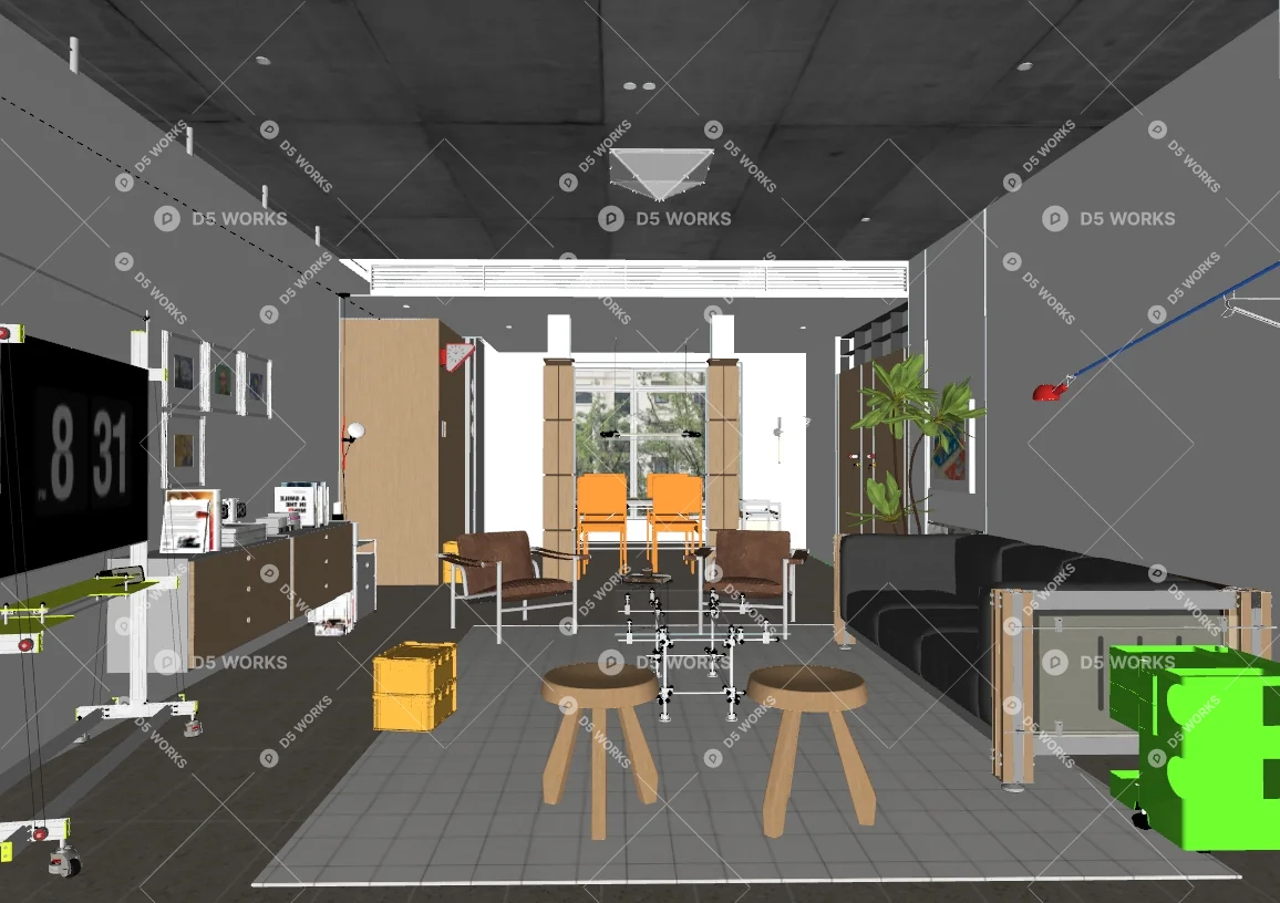 Living & Dining Room 3d model thumbnail 2