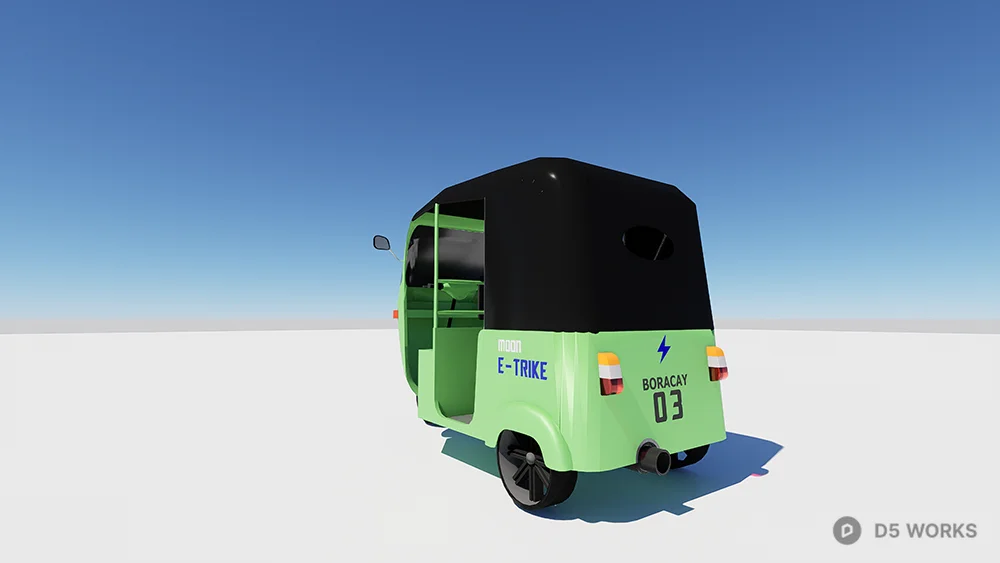 Green Three Wheeler 3d model thumbnail 2