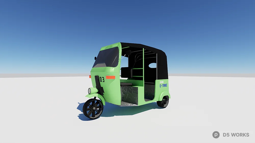 Green Three Wheeler 3d model - Image 1