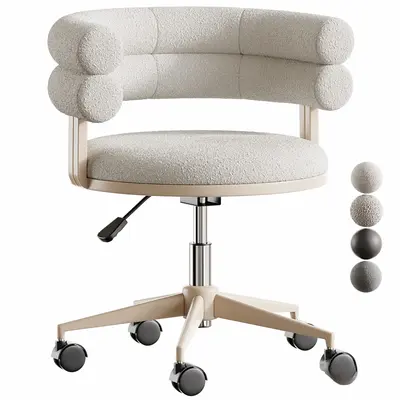 Round Back Velvet Office Chair 3d model