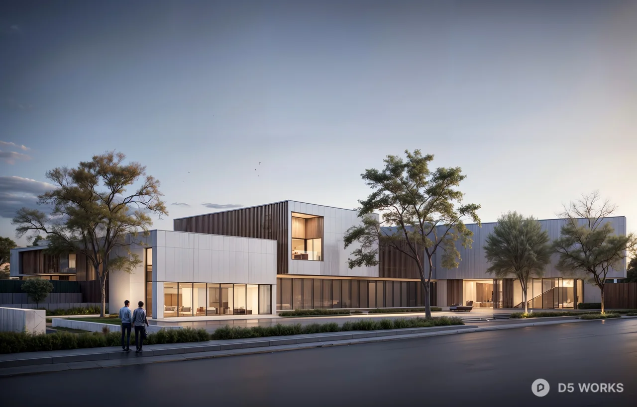 Modern Lakeside Villa Architecture 3d model thumbnail 2