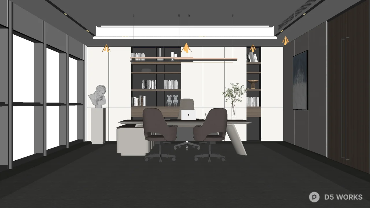 Modern Independent Office With Minimalist Design 3d model - Image 1