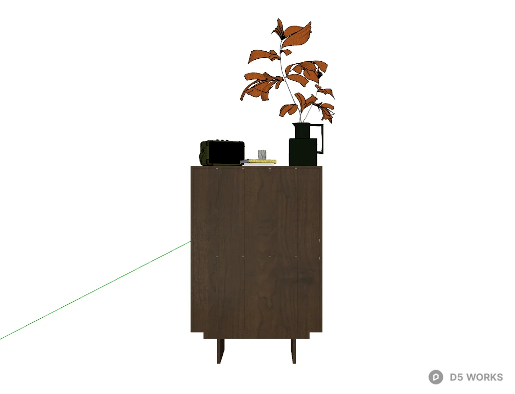 Mid-Century Modern Oak Sideboard with Decor 3d model thumbnail 2