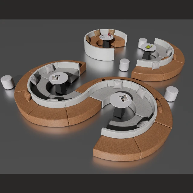 Modern Curved Modular Office Lounge Seating 3d model