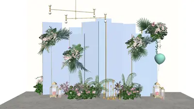 Tropical Wedding Booth Display 3d model
