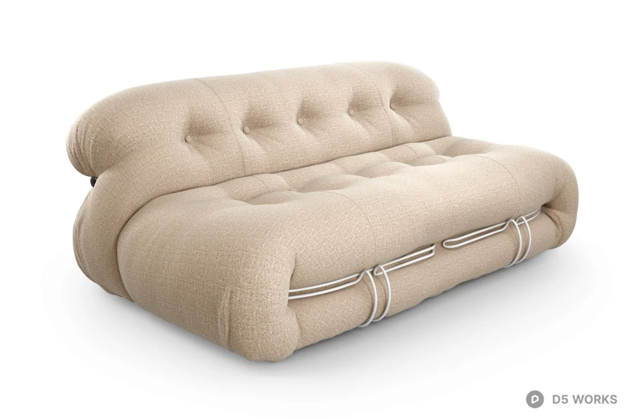 Soriana Style Tufted Boucle Loveseat 3d model - Image 1
