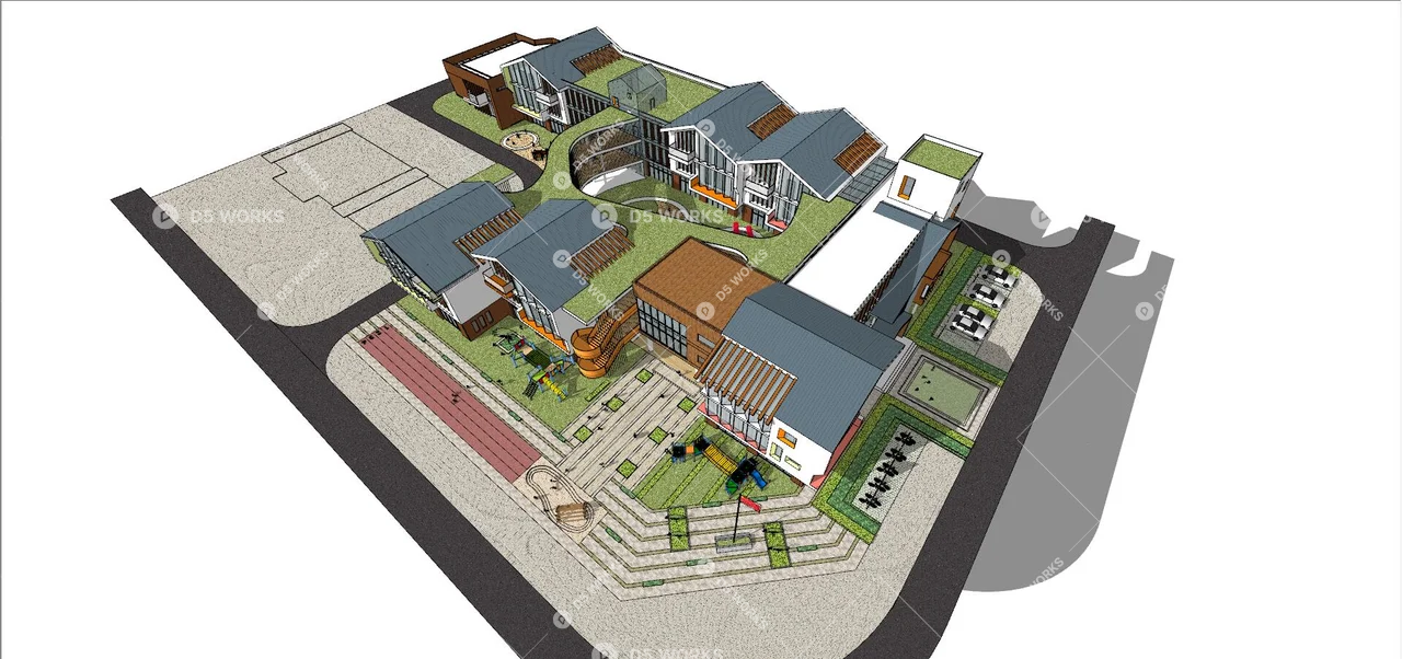 Kindergarten Building 3d model thumbnail 2