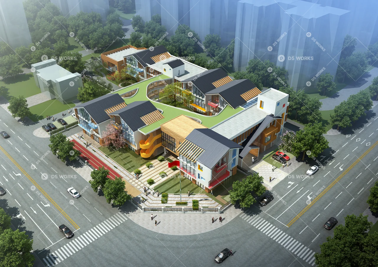 Kindergarten Building 3d model thumbnail 3