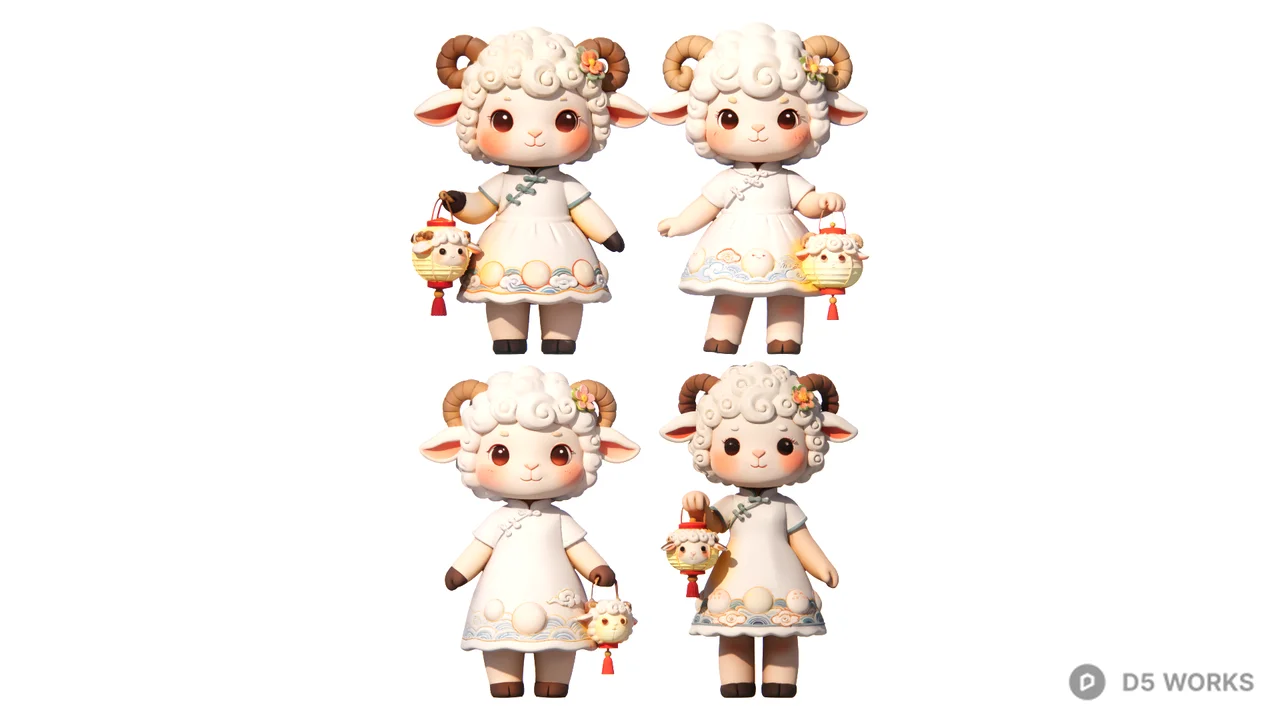 Sheep Doll Set 3d model - Image 1