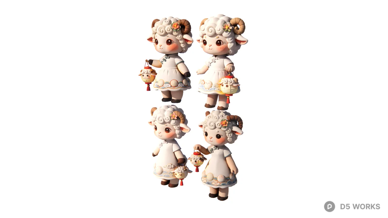 Sheep Doll Set 3d model thumbnail 3