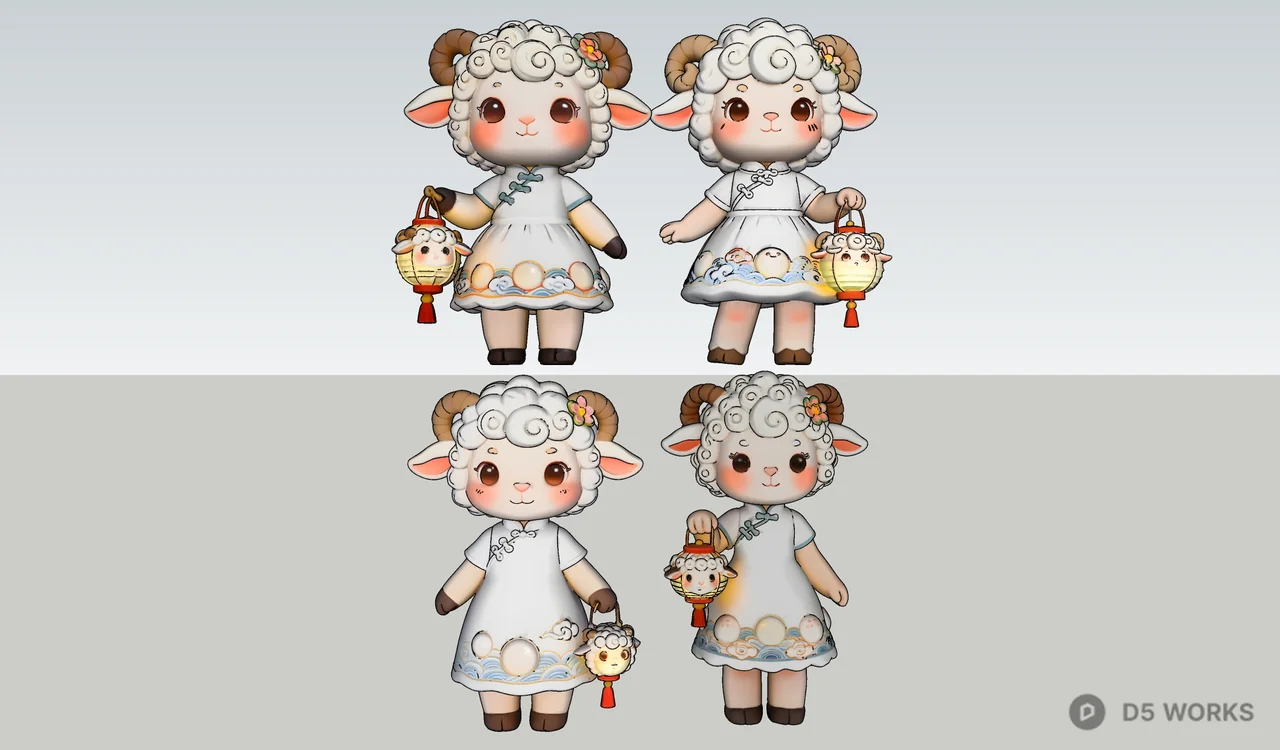 Sheep Doll Set 3d model thumbnail 4