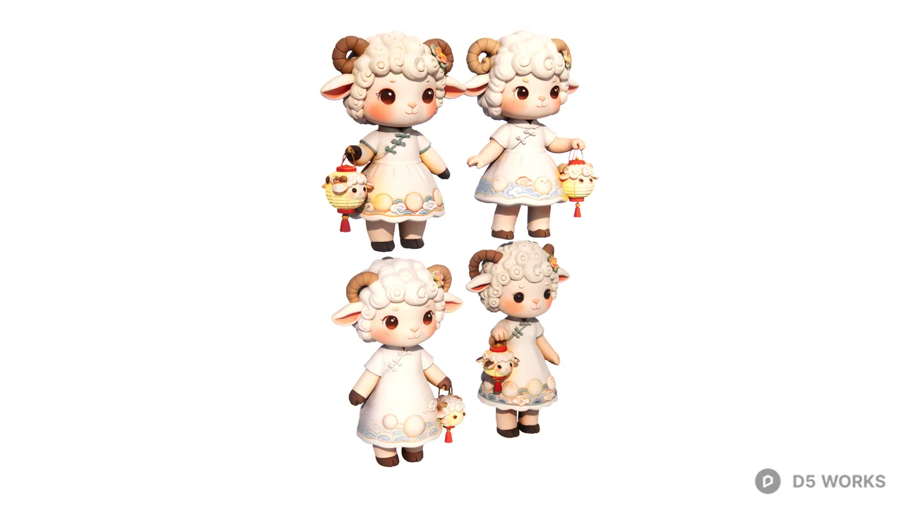 Sheep Doll Set 3d model thumbnail 2