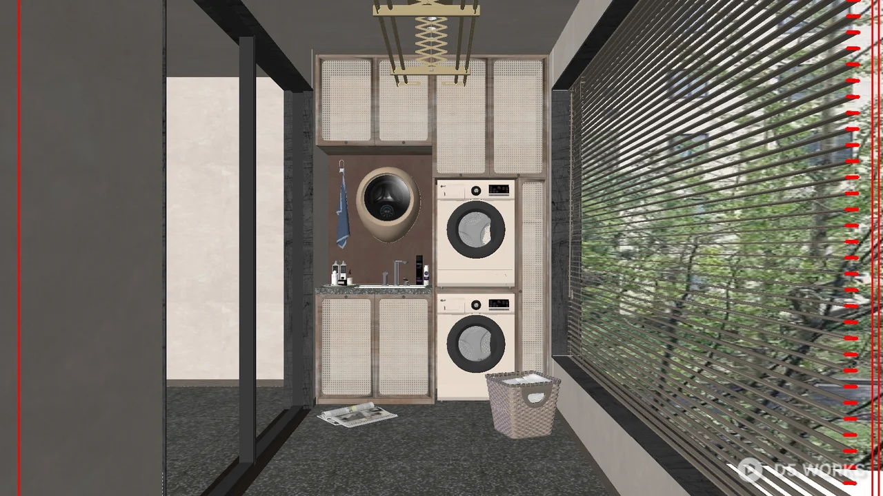 Minimalist Home Balcony with Laundry Setup 3d model - Image 1