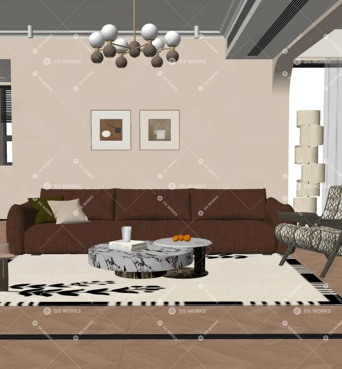 Contemporary Sofa & Side Table Set 3d model thumbnail 2