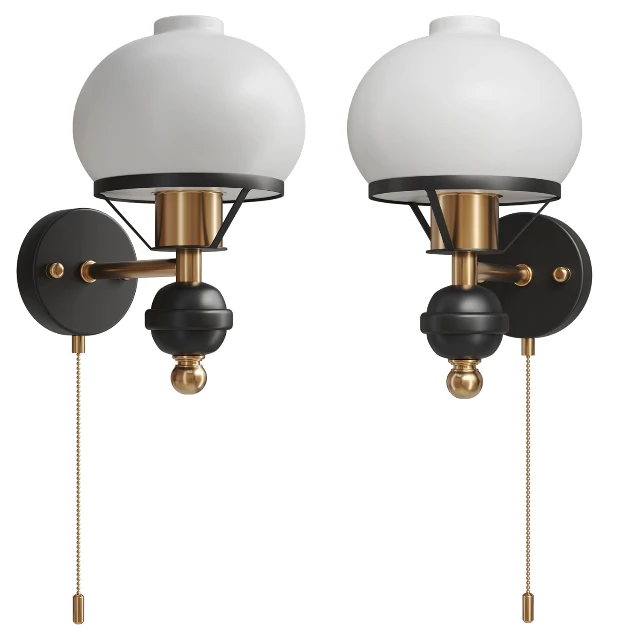 Mid-Century Modern Globe Wall Sconce Pair 3d model