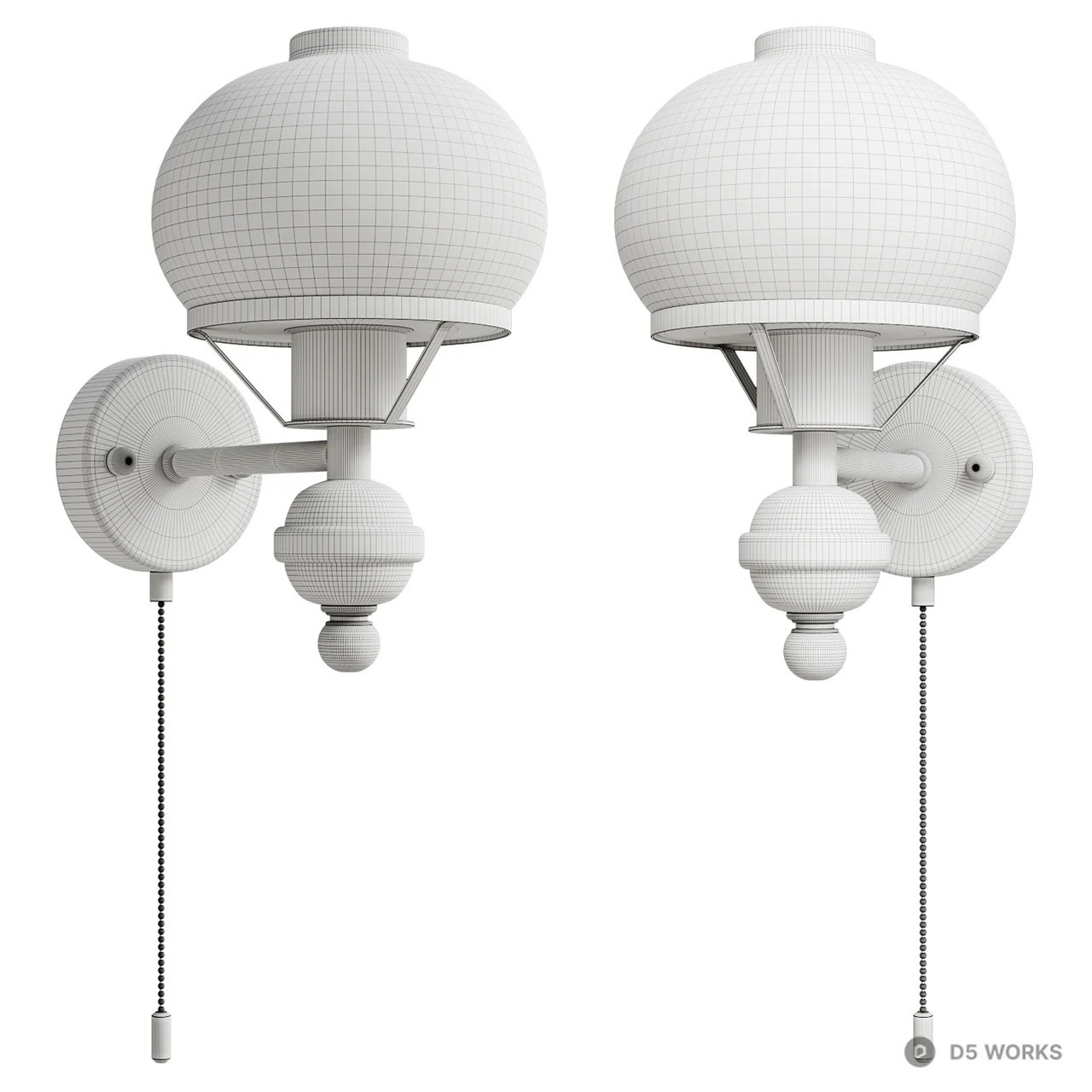 Mid-Century Modern Globe Wall Sconce Pair 3d model thumbnail 5