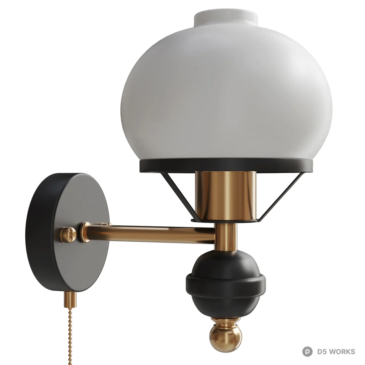 Mid-Century Modern Globe Wall Sconce Pair 3d model thumbnail 4
