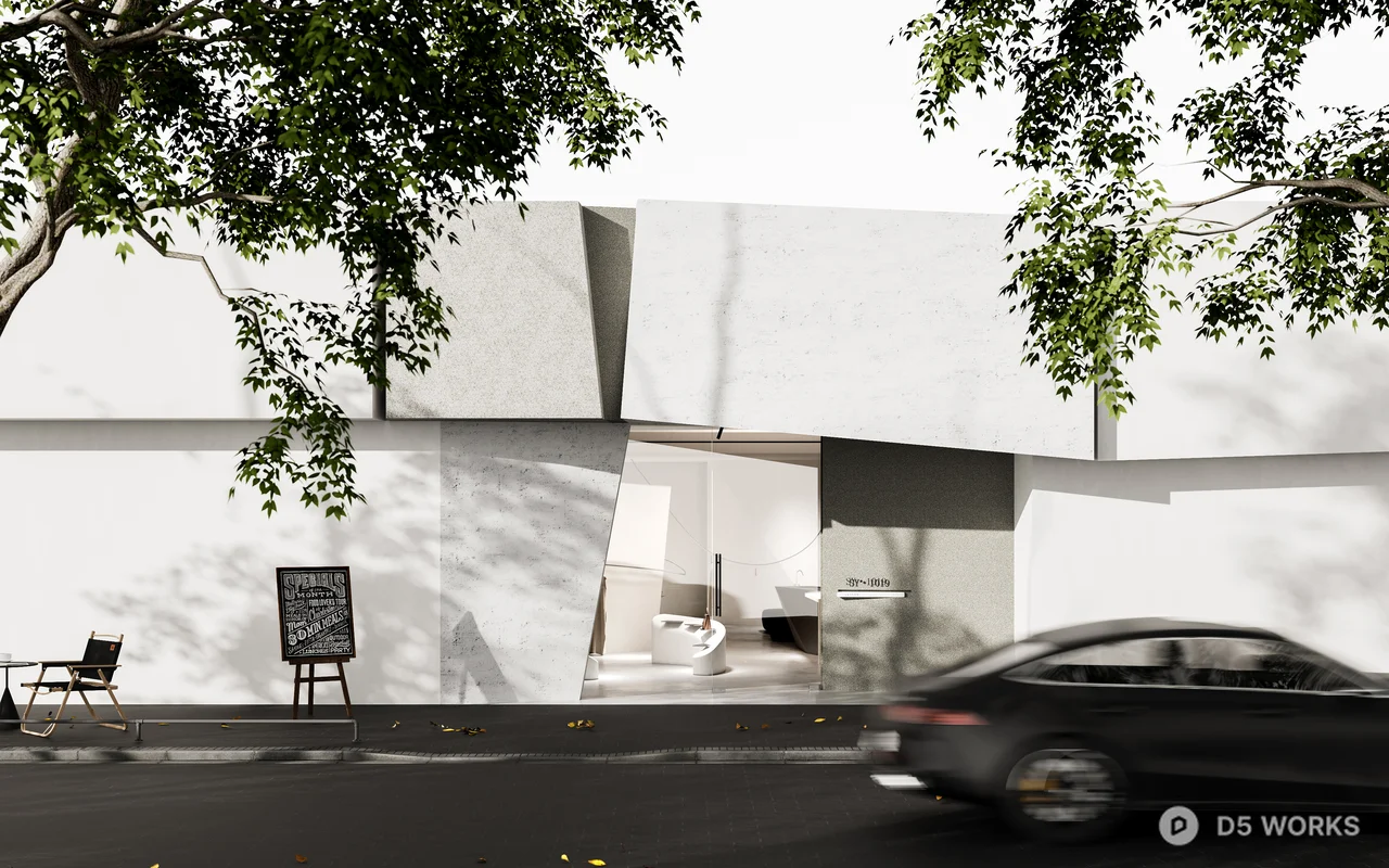 Minimalist Doorhead With Geometric Facade 3d model thumbnail 3