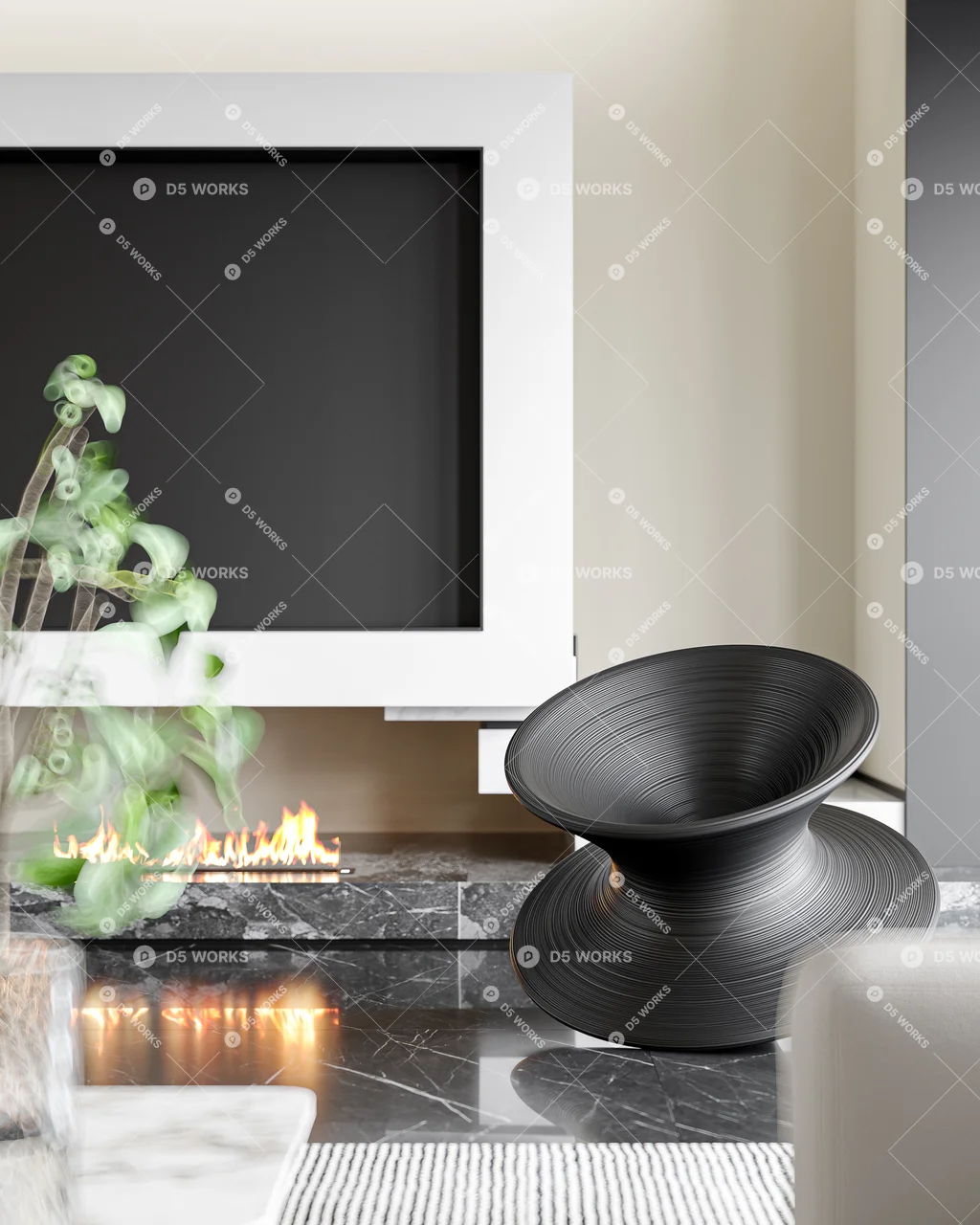 Modern Living & Dining Room 3d model thumbnail 4