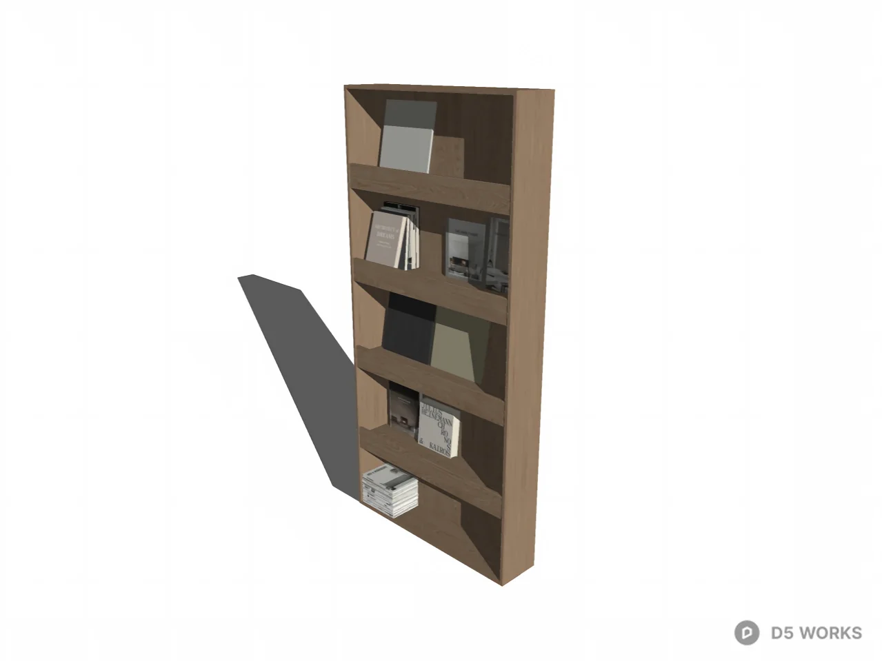 Modern Minimalist Oak Wood Tall Bookshelf 3d model thumbnail 3