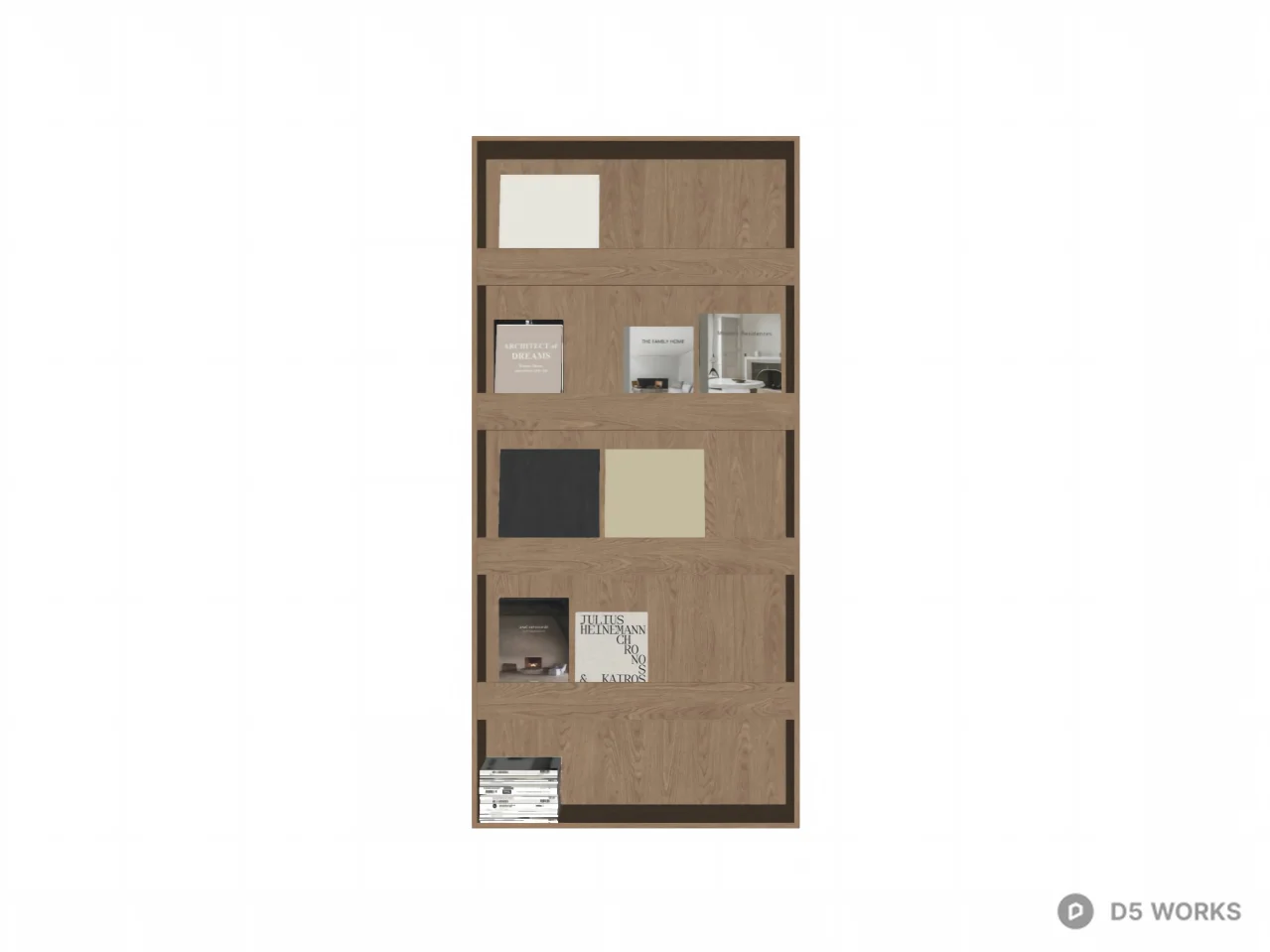 Modern Minimalist Oak Wood Tall Bookshelf 3d model thumbnail 2