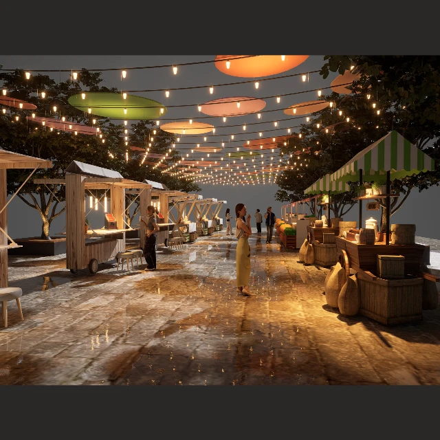 Rustic Outdoor Street Market Stall Collection 3d model