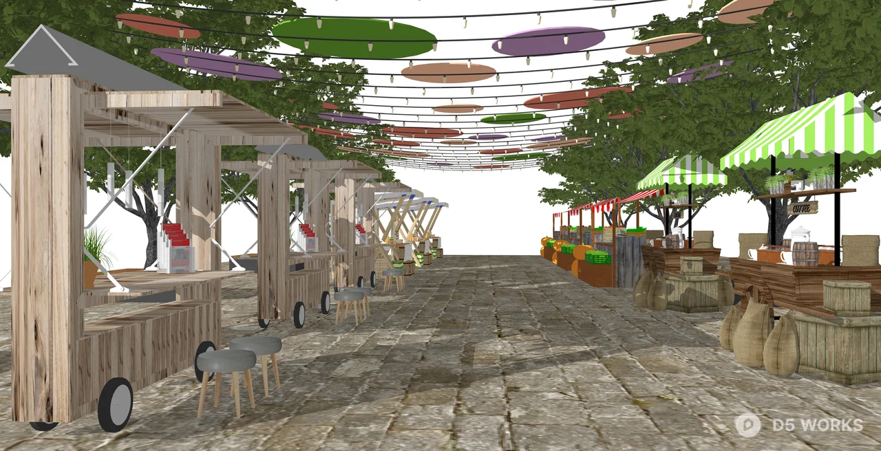 Rustic Outdoor Street Market Stall Collection 3d model thumbnail 2