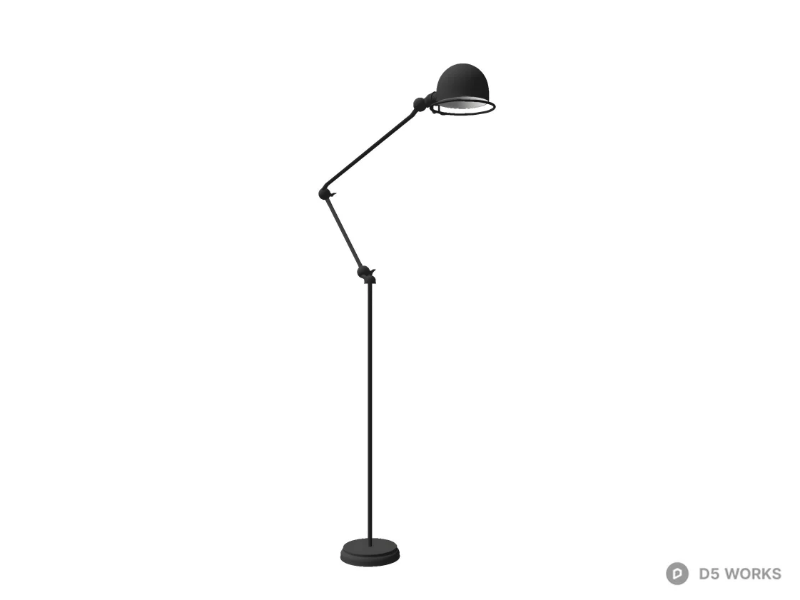 Industrial Adjustable Metal Swing Arm Floor Lamp 3d model thumbnail 2
