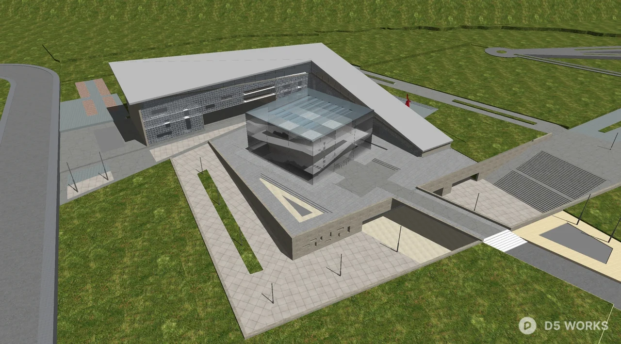 Modern Exhibition Hall With Landscape Integration 3d model thumbnail 2