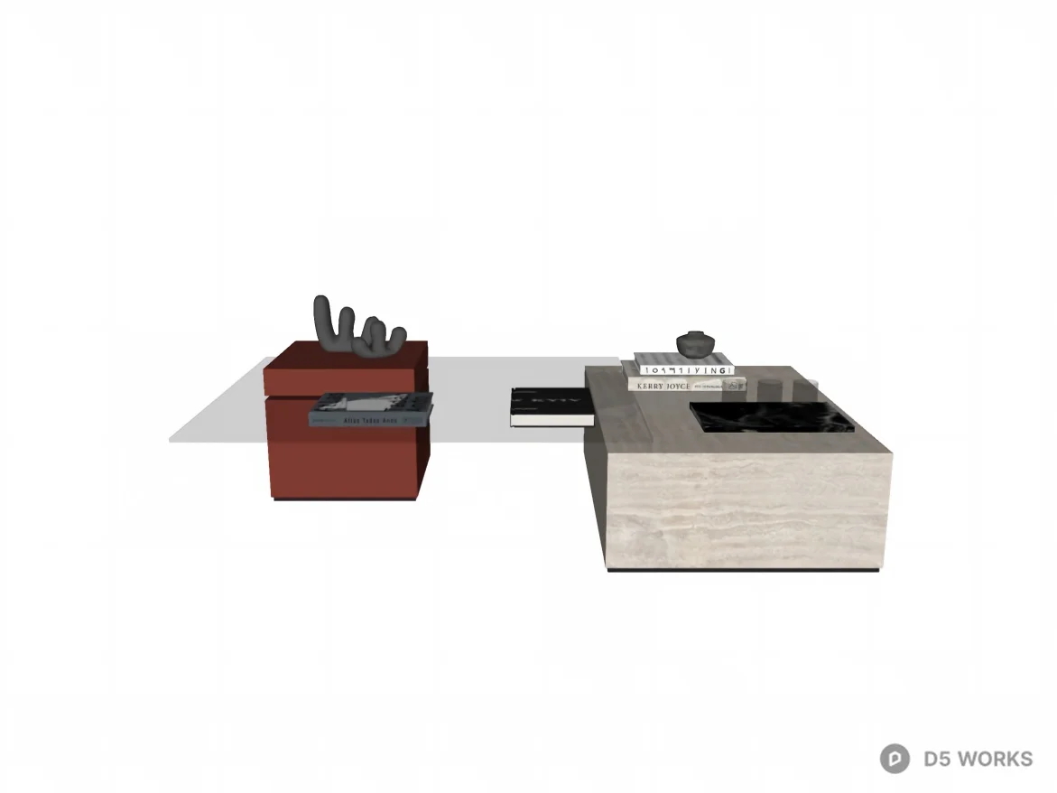 Modern Geometric Asymmetric Coffee Table 3d model thumbnail 2