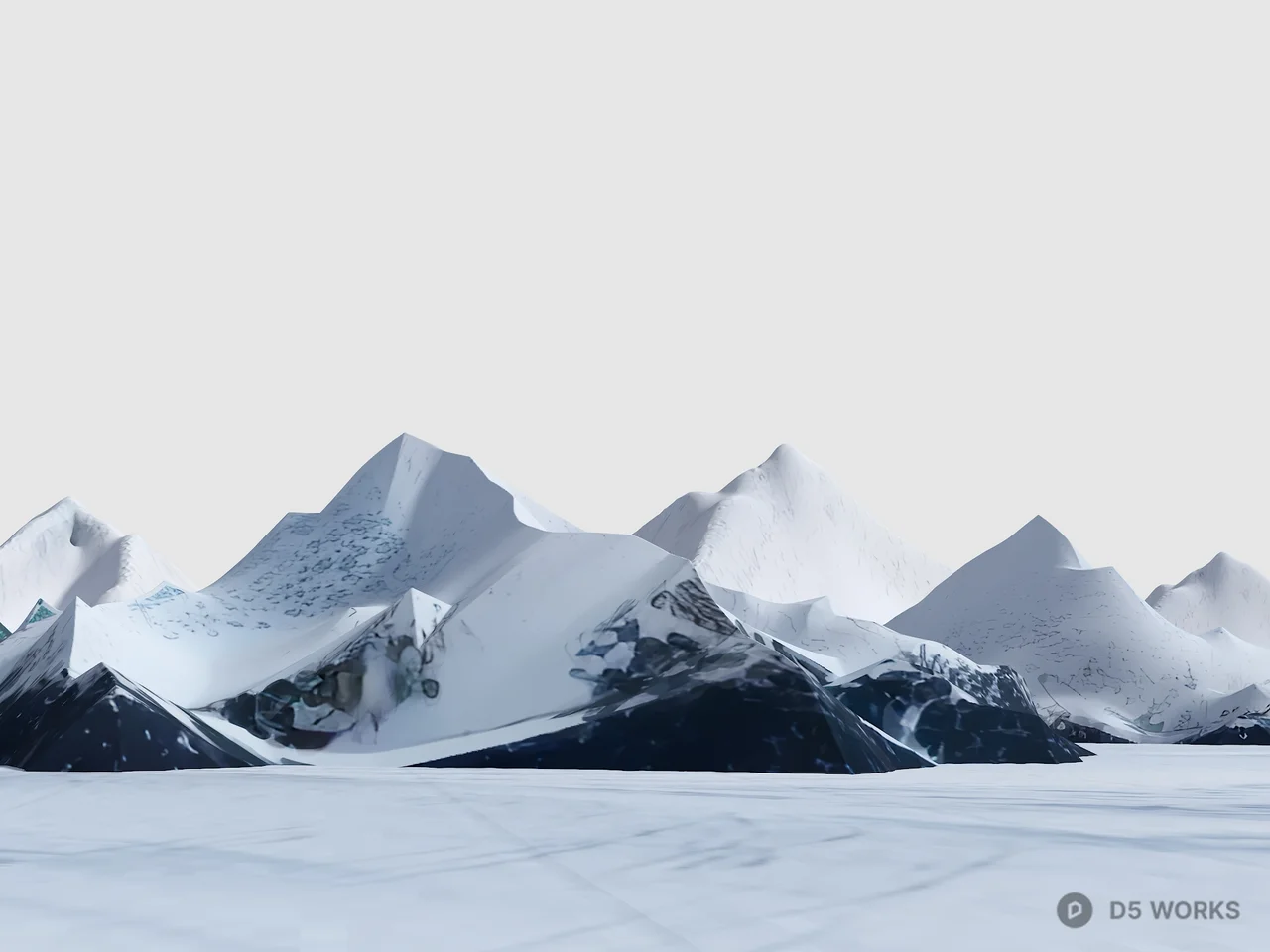 Snowy Mountain Landscape 3d model - Image 1
