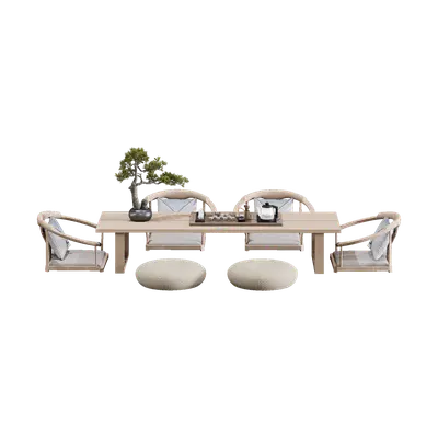 Minimalist table&chair combo 13 3d model