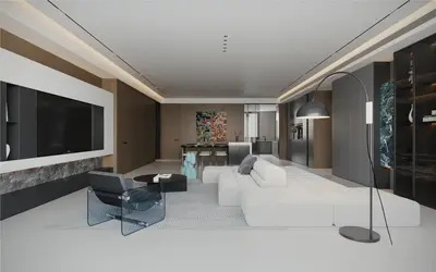 Modern Minimalist Living Dining Space 3d model