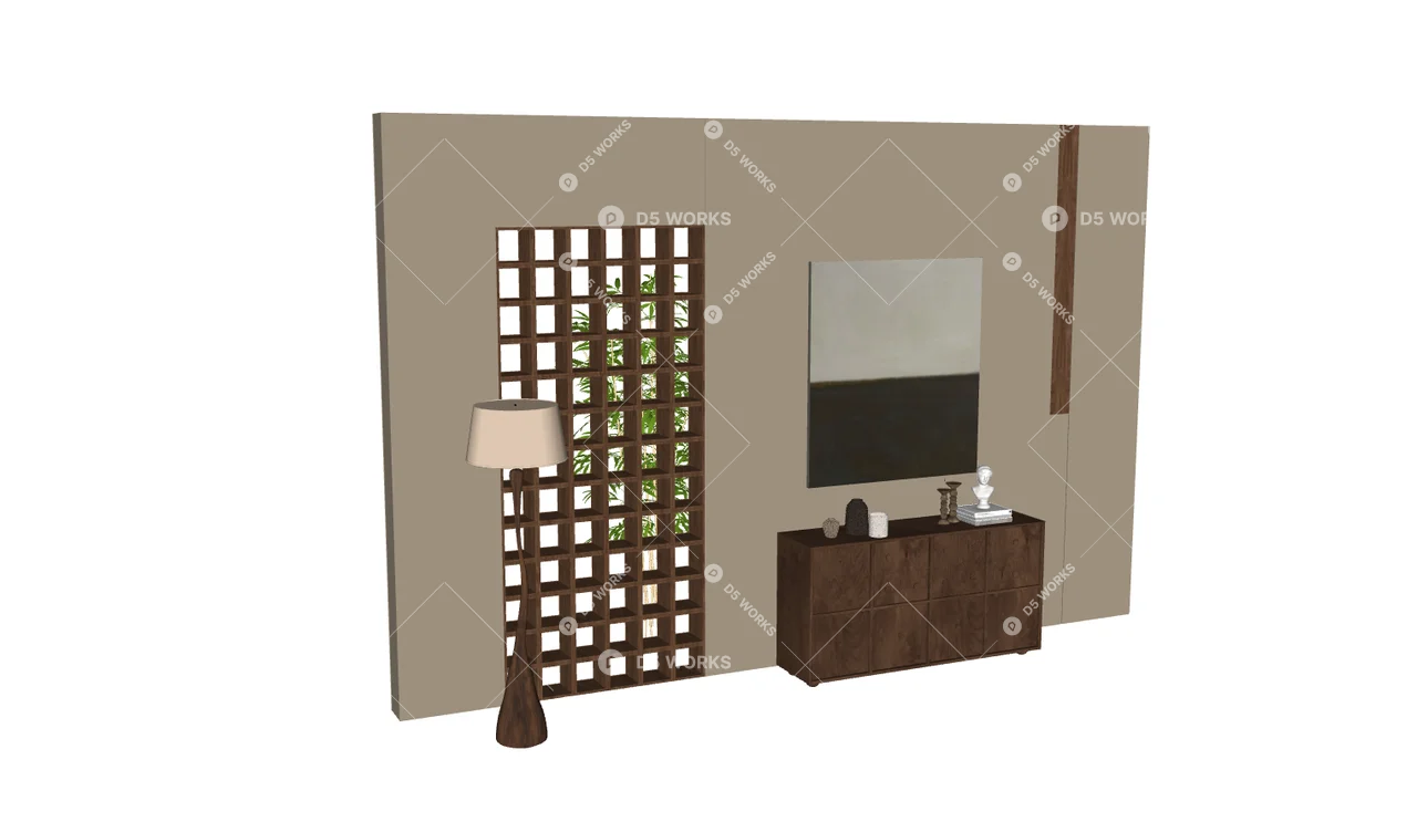 Modern Wabi-Sabi Side Cabinet Furniture Set 3d model thumbnail 2