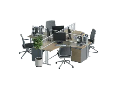 Modular Office Desk With Partition 3d model