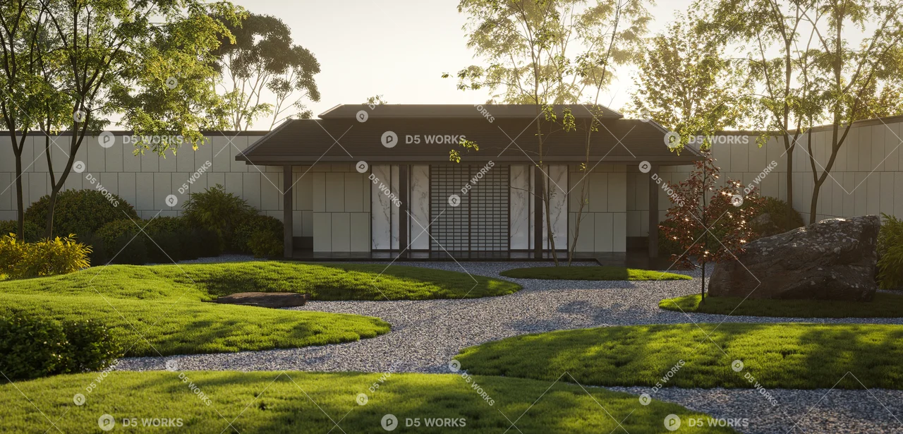 Chinese Courtyard Landscape 3d model thumbnail 3