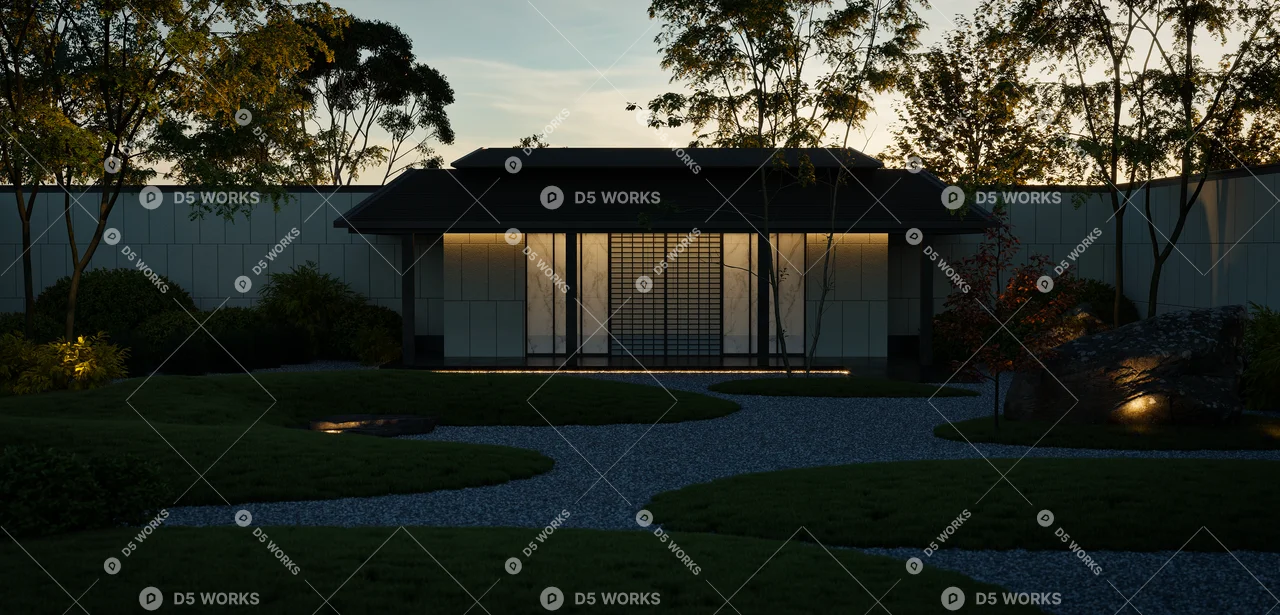 Chinese Courtyard Landscape 3d model thumbnail 2