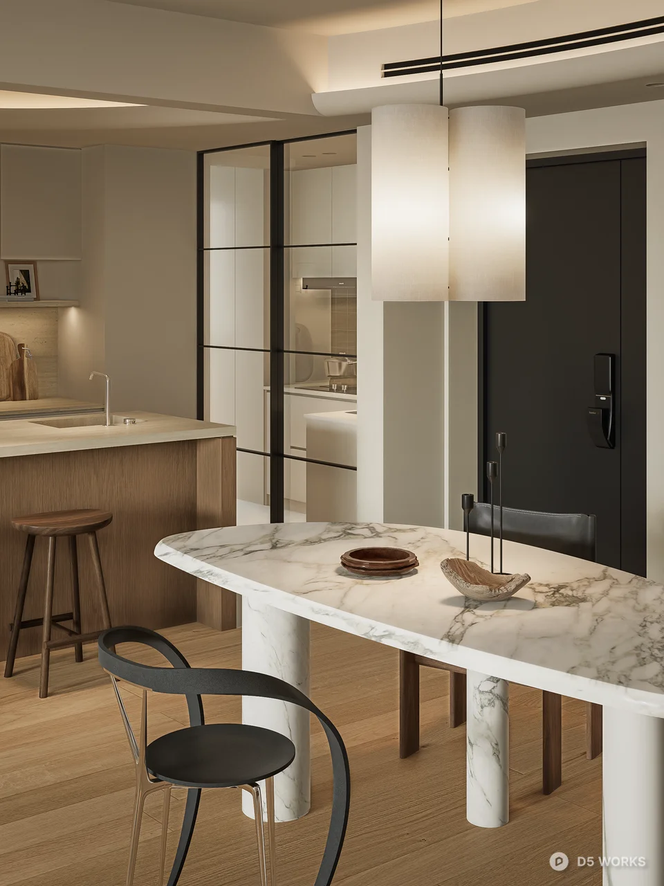 Organic Modern Living Dining Space 3d model thumbnail 8
