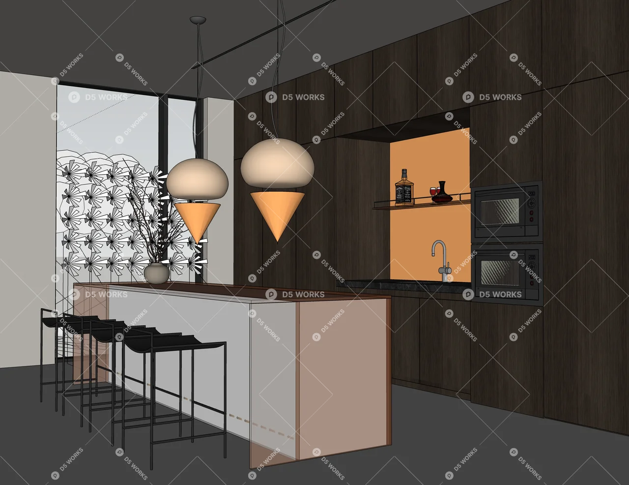 Modern Dining Room (Home) 3d model thumbnail 5