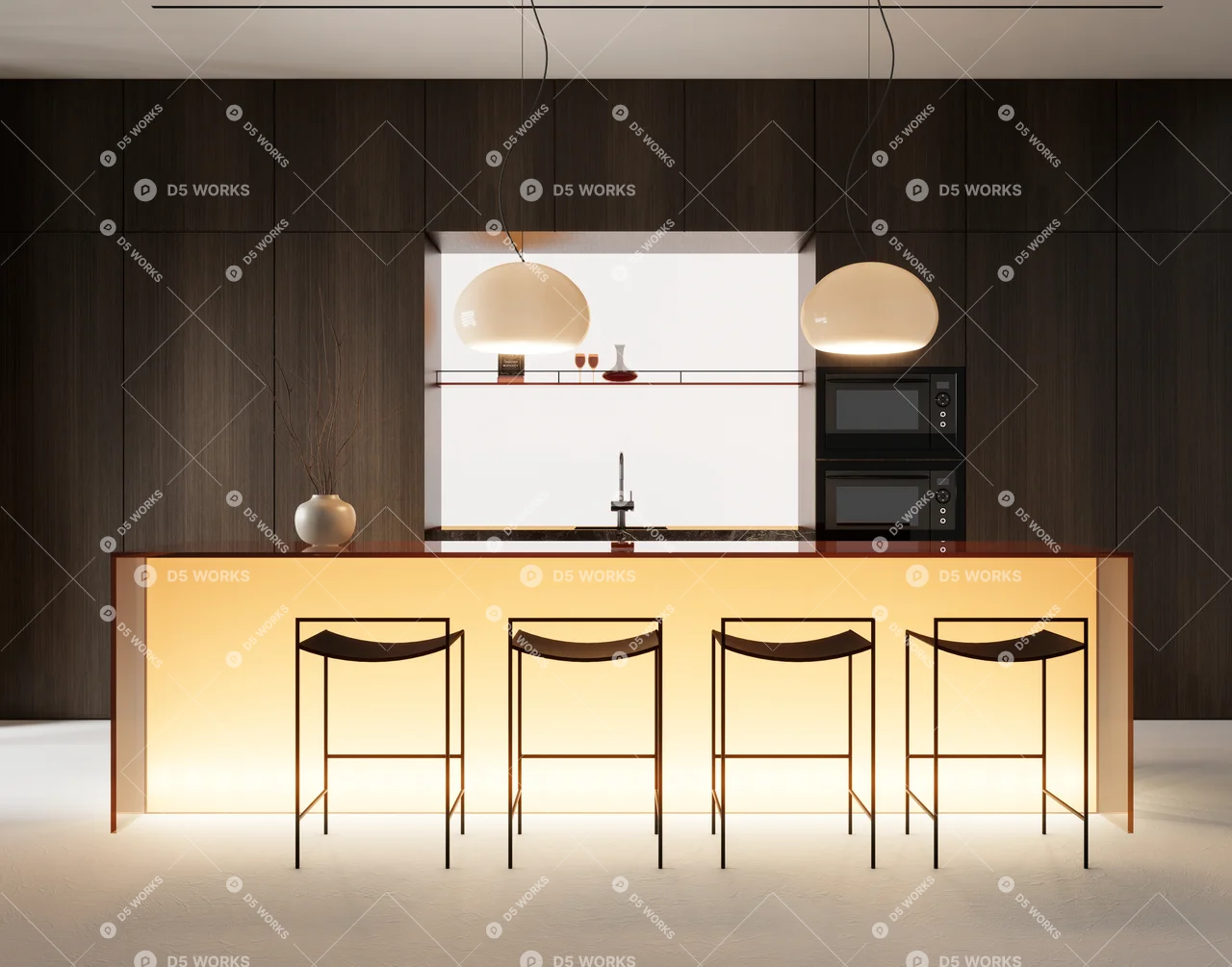 Modern Dining Room (Home) 3d model thumbnail 4
