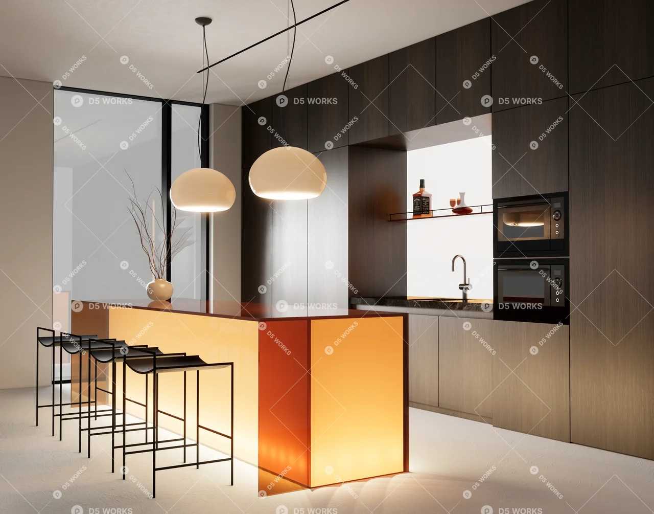 Modern Dining Room (Home) 3d model thumbnail 2