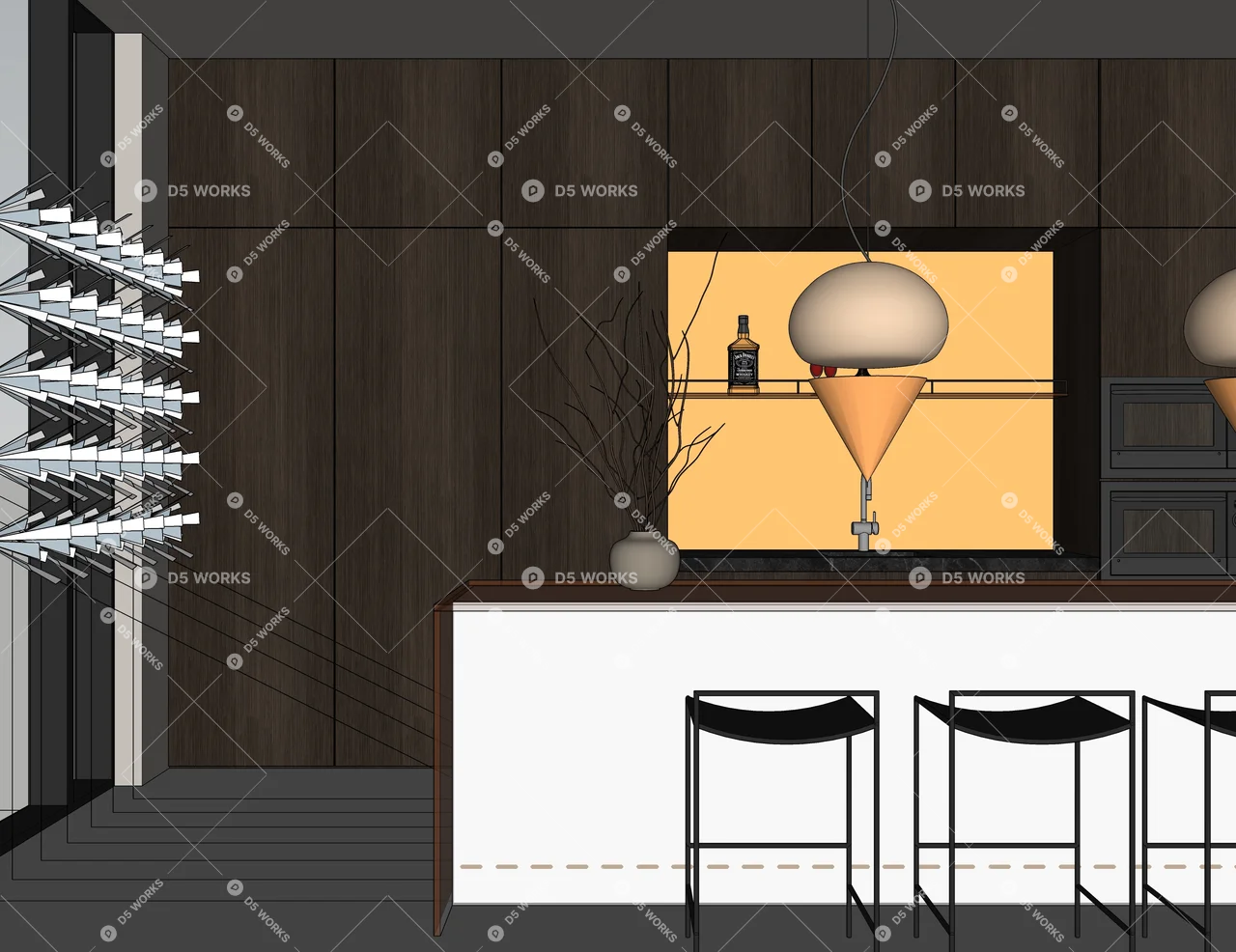 Modern Dining Room (Home) 3d model thumbnail 3