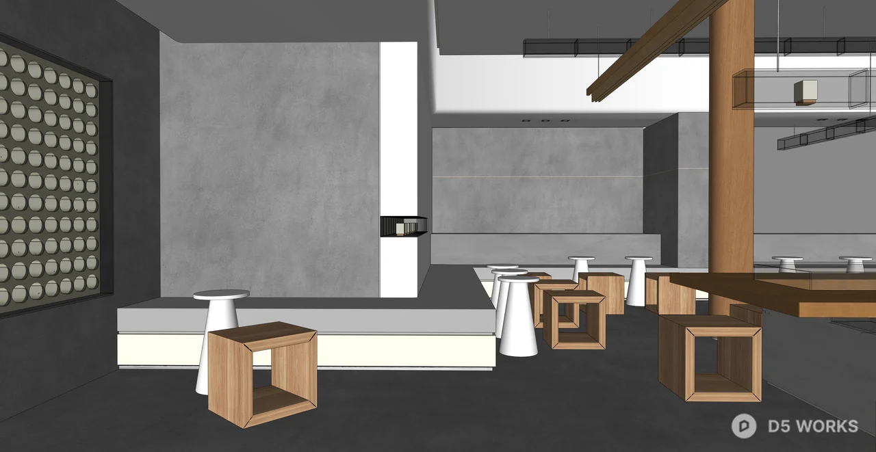 Modern Industrial Cafe Interior Scene 3d model thumbnail 2